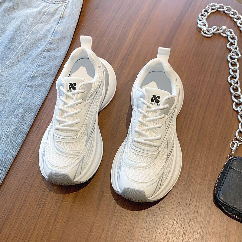 

Mesh casual sports shoes lightweight and versatile little white shoes new summer breathable thin thick-soled women 35 белый