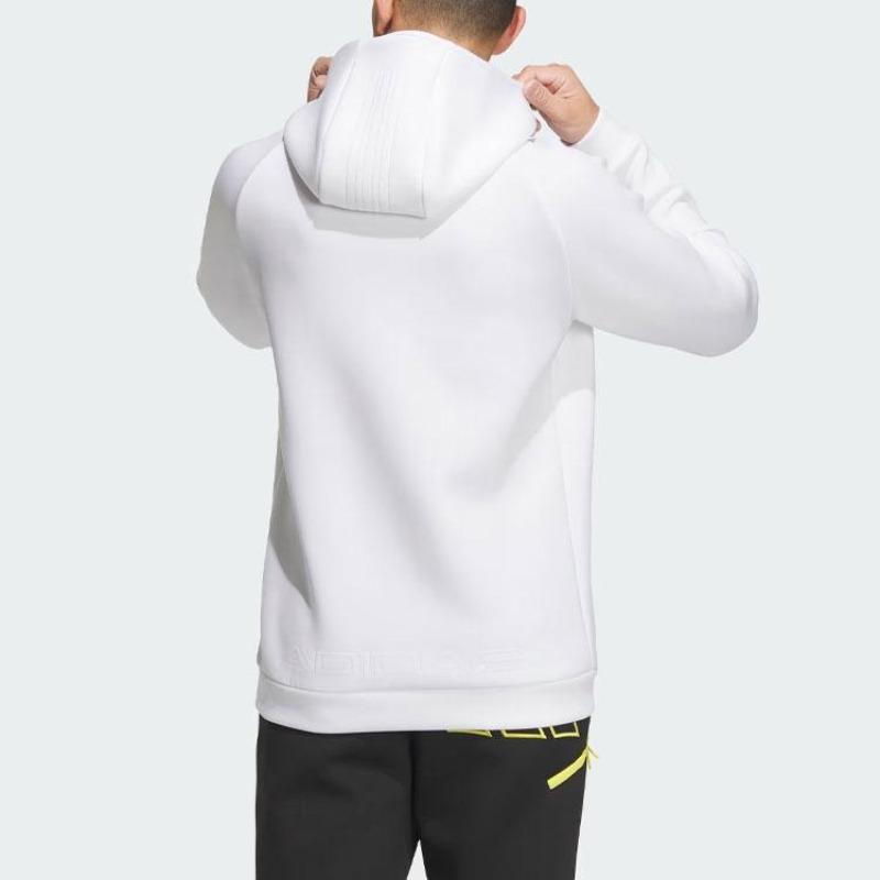 Adidas 3D Deboss Spacer Sleeve Hoodie Solid Color Logo Golf Sports Hoodie Men Hoodies White HY0969