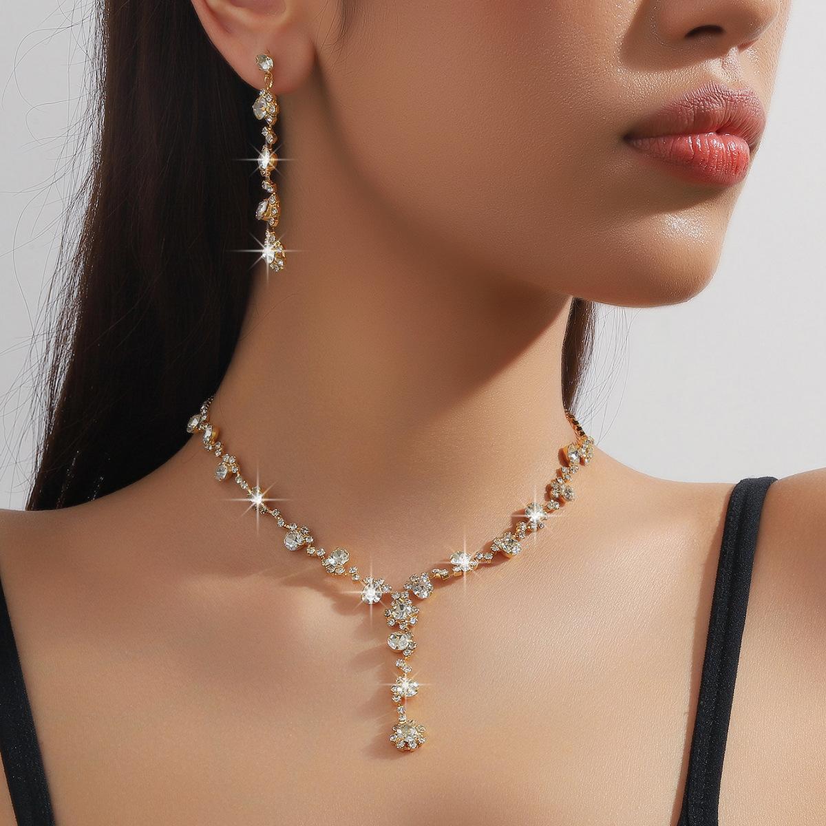 Bridal Set, Accessories, Necklace, Bracelet, Earrings, Three-Piece Set, Niche High-End Jewelry Set, Dress Jewelry.