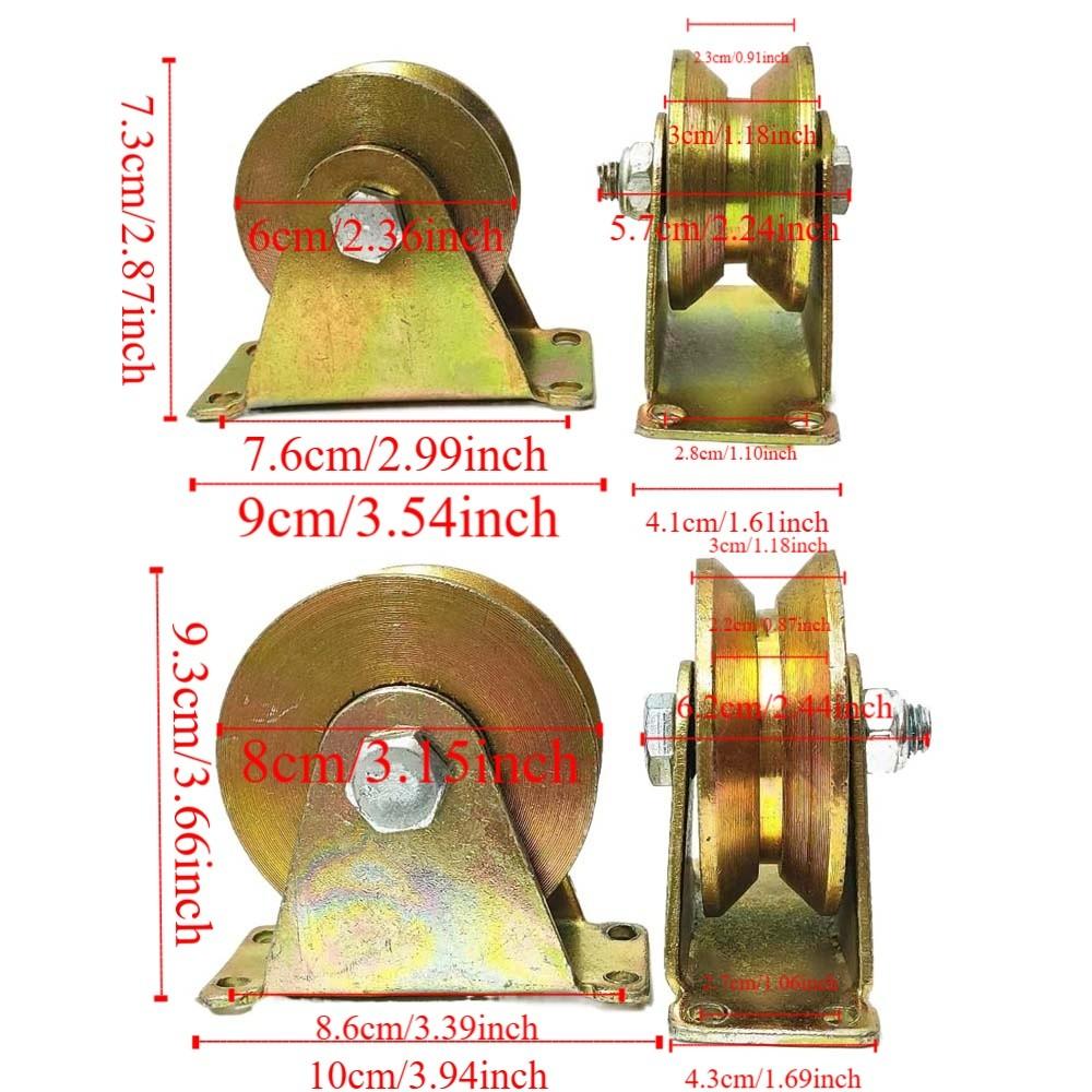2pcs Smooth Rolling V Sliding Track Wheels Heavy Duty Sliding Door Metal Rollers Crane