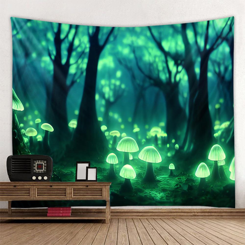 Fairy Tale Mushroom Forest Tapestry Cartoon Home Decoration Background Poster Children's Bedroom Decoration Hanging on the Wall