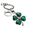 Blue Rhinestone Keychain Pendant Sparkling Rhinestones Four-Leaf Clover Design Key Chain with Lobster Clasp Easy To Hang Holder Backpack Car Accessory