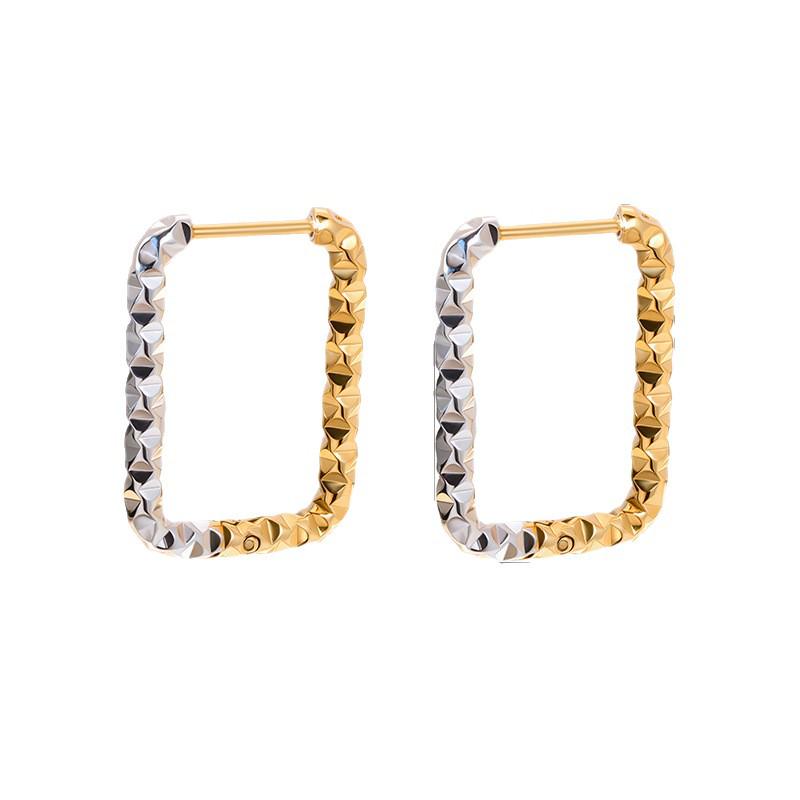 Stainless Steel Heart Hoop & Triangle Earrings with Five-Pointed Studs - Elegant Stackable Design