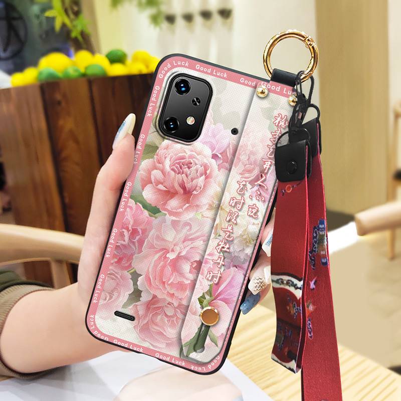 Back Cover Wristband Phone Case For UMIDIGI Bison X20 Shockproof Protective Lanyard Ring Kickstand Anti-dust Silicone