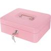 Pink Cash Box with Money Tray and Lock, Metal Money Box for Cash, Lock Box for Money