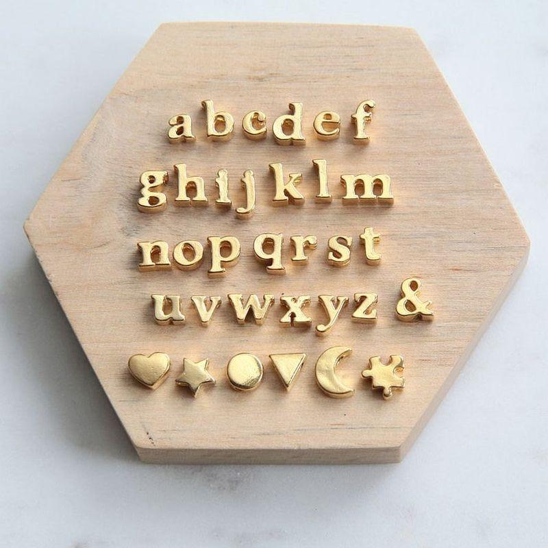 CARLIDANA High Polished Stainless Steel 14K Gold PVD Plated DIY 26 Letter Alphabet Initial Charm Pendant Accessories Jewelry