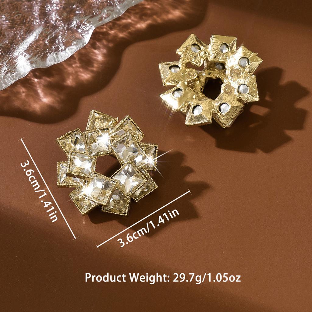 Popular cross-border full diamond flower earrings, women's light luxury exquisite earrings, high-end exaggerated earrings