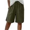 Women's Large Shorts Summer Casual Wide Leg Knee High Waist Cotton Pocket Long Shorts