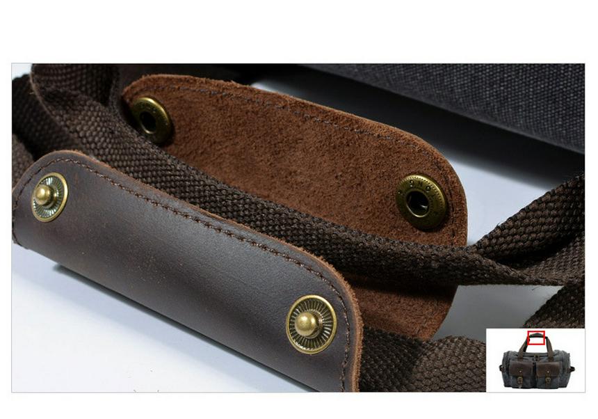 Borsa da Viaggio da Uomo in Tela e Pelle Crazy Horse - Grande Capacità Borsa da Viaggio con Cerniera Retrò