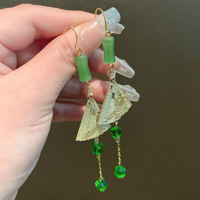 Bamboo Flower Earrings Retro Elegant Stud Earrings Fashion High Sense Earrings