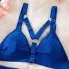 Women's Metallic Chain & Bandage Style Bra Set, Push-Up Corset with Steel Ring for Queen Role Play, Black and Blue