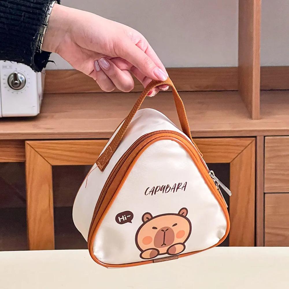 Triangle Bento Bag Portable Insulated Breakfast Bag Oil Proof Waterproof Lunch Box Bag Reusable Cooler Bag for Home School
