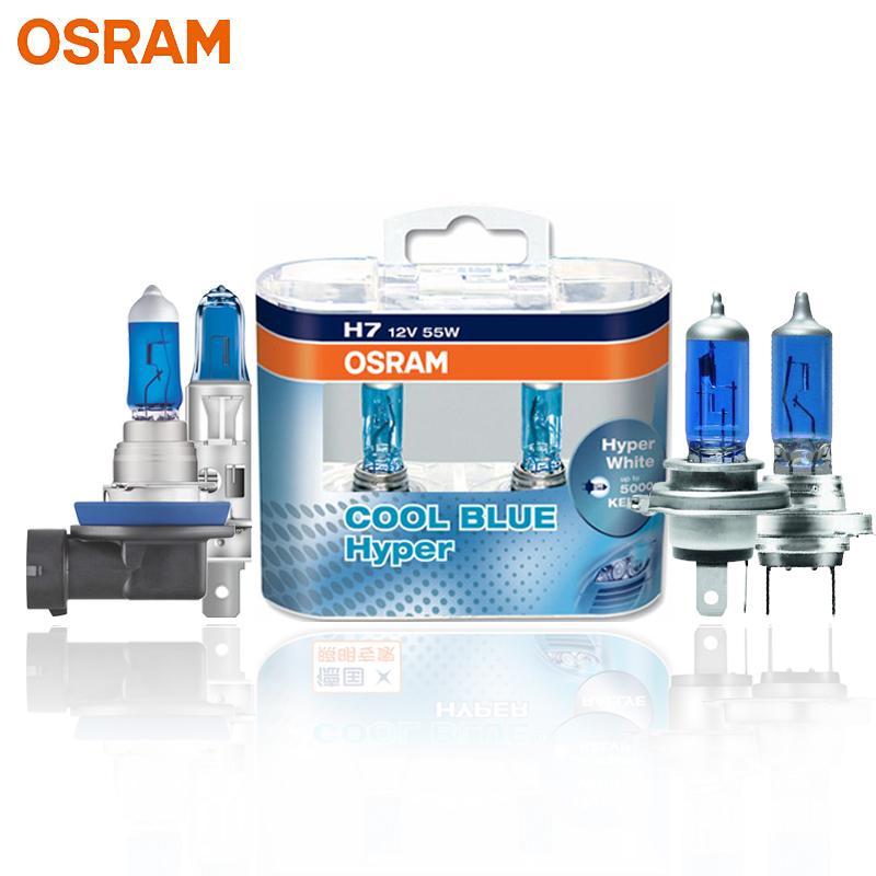 OSRAM H7 H4 H1 H11 HB3 9005 HB4 9006 Галогенная Фара Автомобильная Лампа Ближний/Дальний Свет 5300K 12V 55W Cool Blue Hyper White Лампа(2 куска) H1
