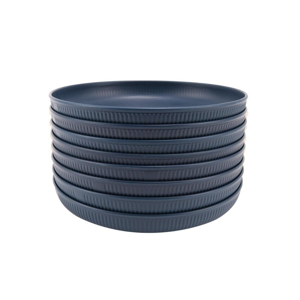 8PCS Striped Pattern Camping Plate 9 in Fruit Plate Household Snack Dish Party темно-синий