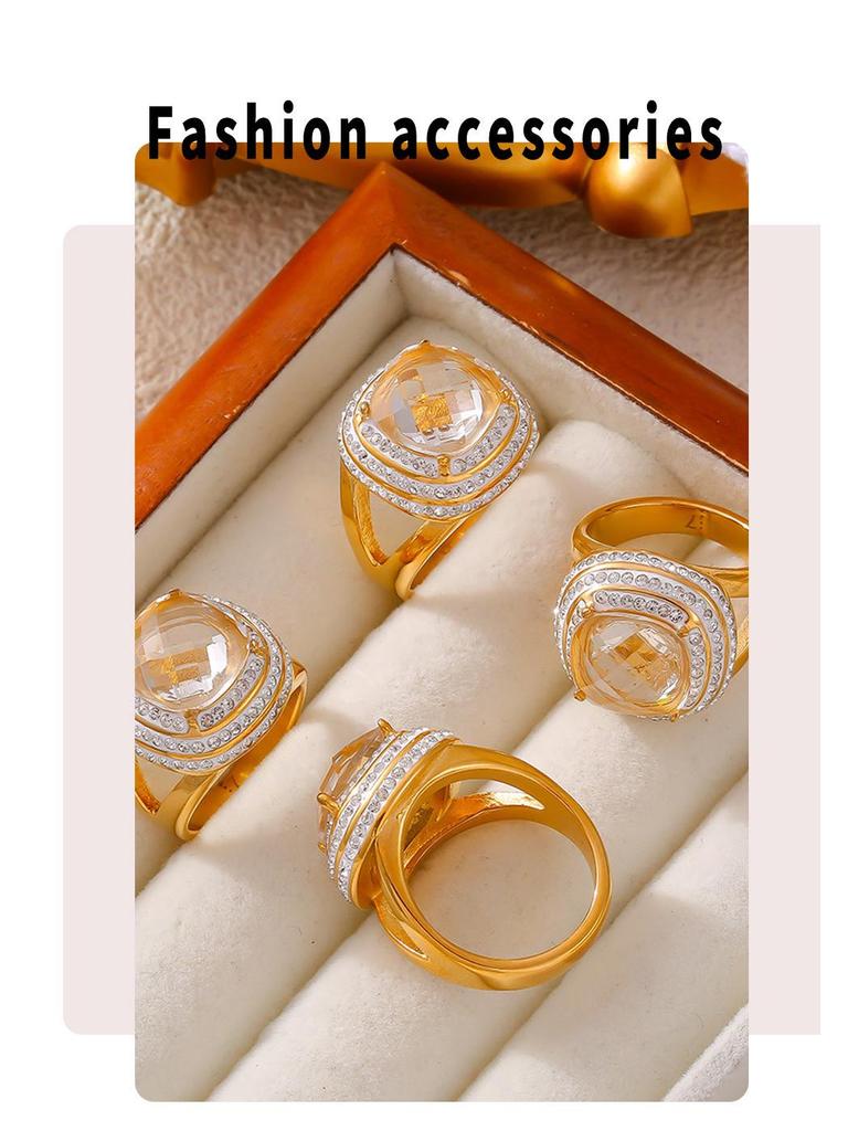 18k Gold-Plated Geometric Zircon Multi-layer Ring for Women