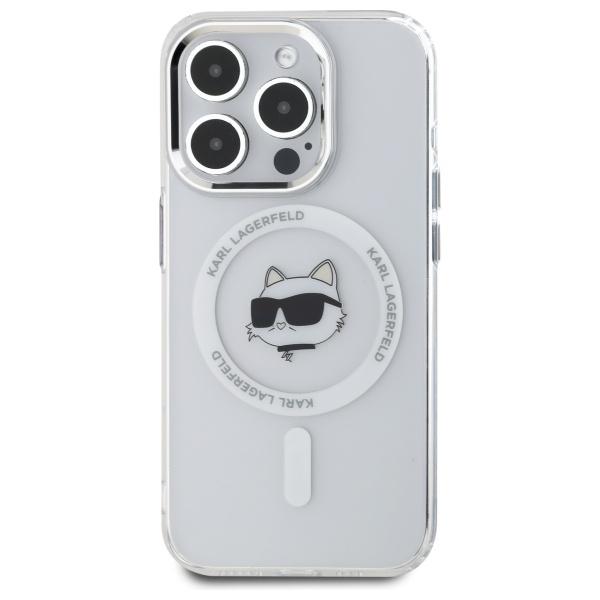 Karl Lagerfeld Klhmp15Lhlschh Iphone 15  Pro 6.1 Biały/White Hardcase Iml Metal Choupette Head Magsafe