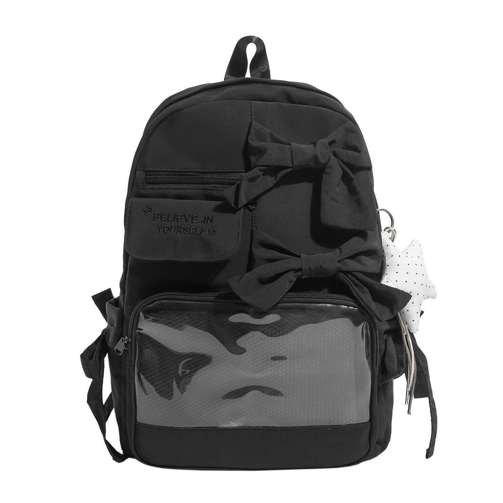 Schoolbag Gentle Sweet Wind Bow Backpack Korean ins Wind Student Party DIY Transparent Window Class Travel Backpack