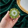 Sparkly Green Rhinestone Sunflower Brooch Luxury Flower Lapel Pin for Women Bridal Wedding Dinner Party Accessory