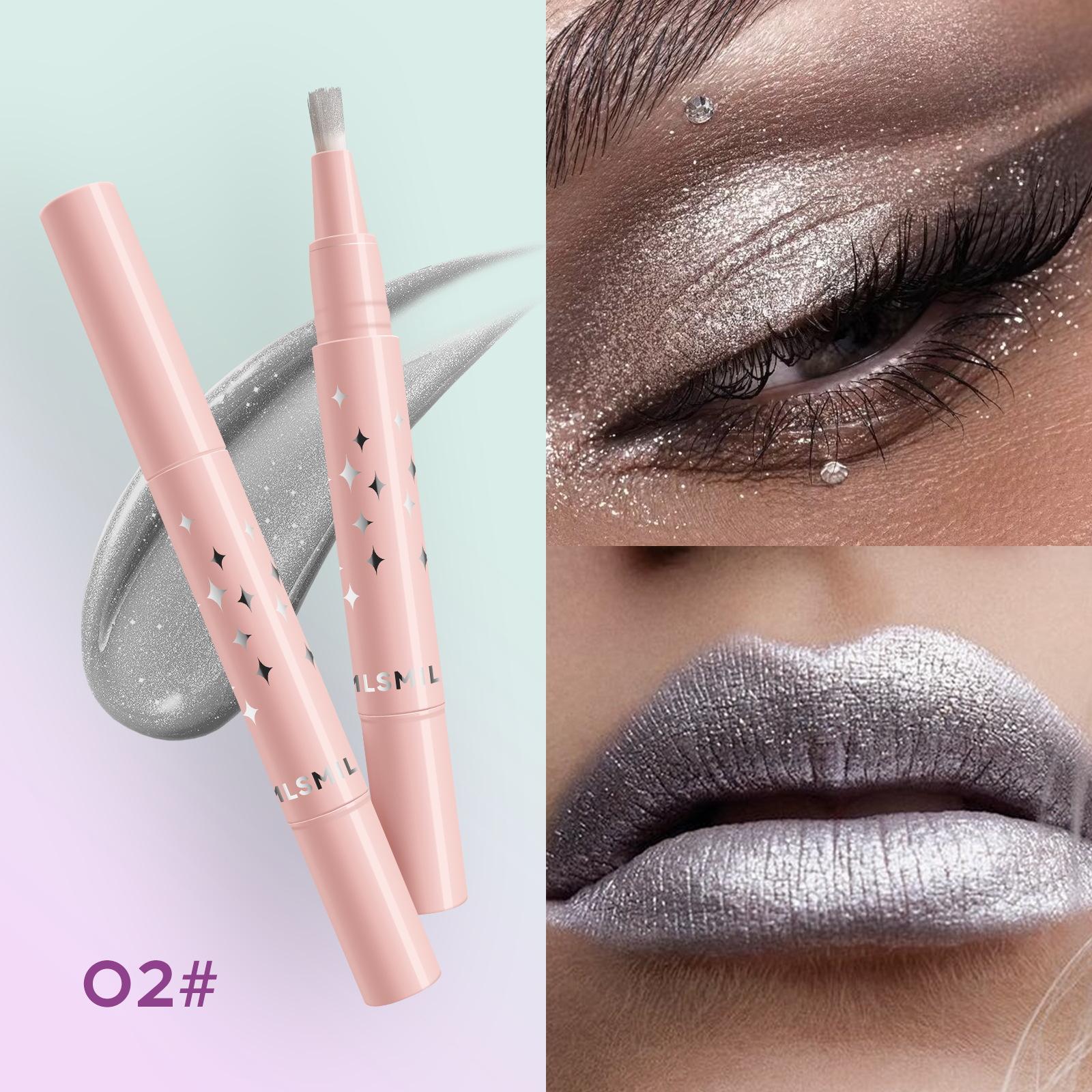 

8 цветов Жемчужные жидкие тени для век Мягкая кисть с бриллиантами Тени для век Вращающийся блеск для губ Глазурь для губ Губы, щеки и глаза Многофункциональные тени для век 2#