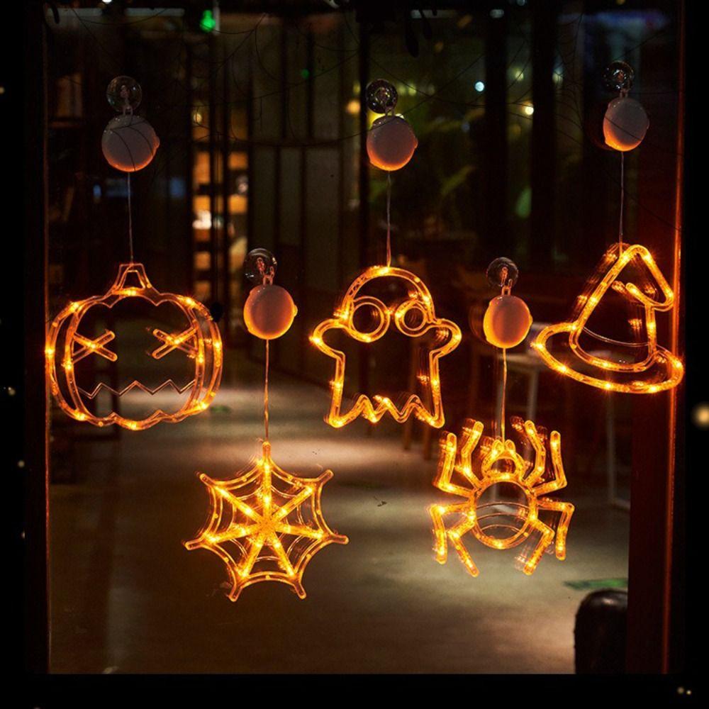 LED Powered Halloween Suction Cup Light Glowing Effect Orange Color Pendant Hanging Lights Hanging Design Suction Cup Mount