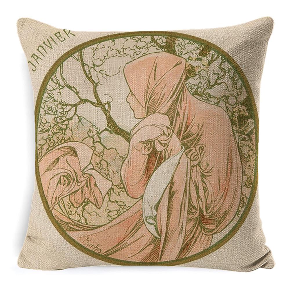 Pillow Ancient Greek Mythology Waist Support Office Sofa Cushion Home Bed Cushion Bedside Backrest