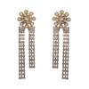 Exquisite Light Luxury Fashion Heavy Industry Alloy Full Diamond Tassel Claw Chain Flower Shiny Long Women's Earrings