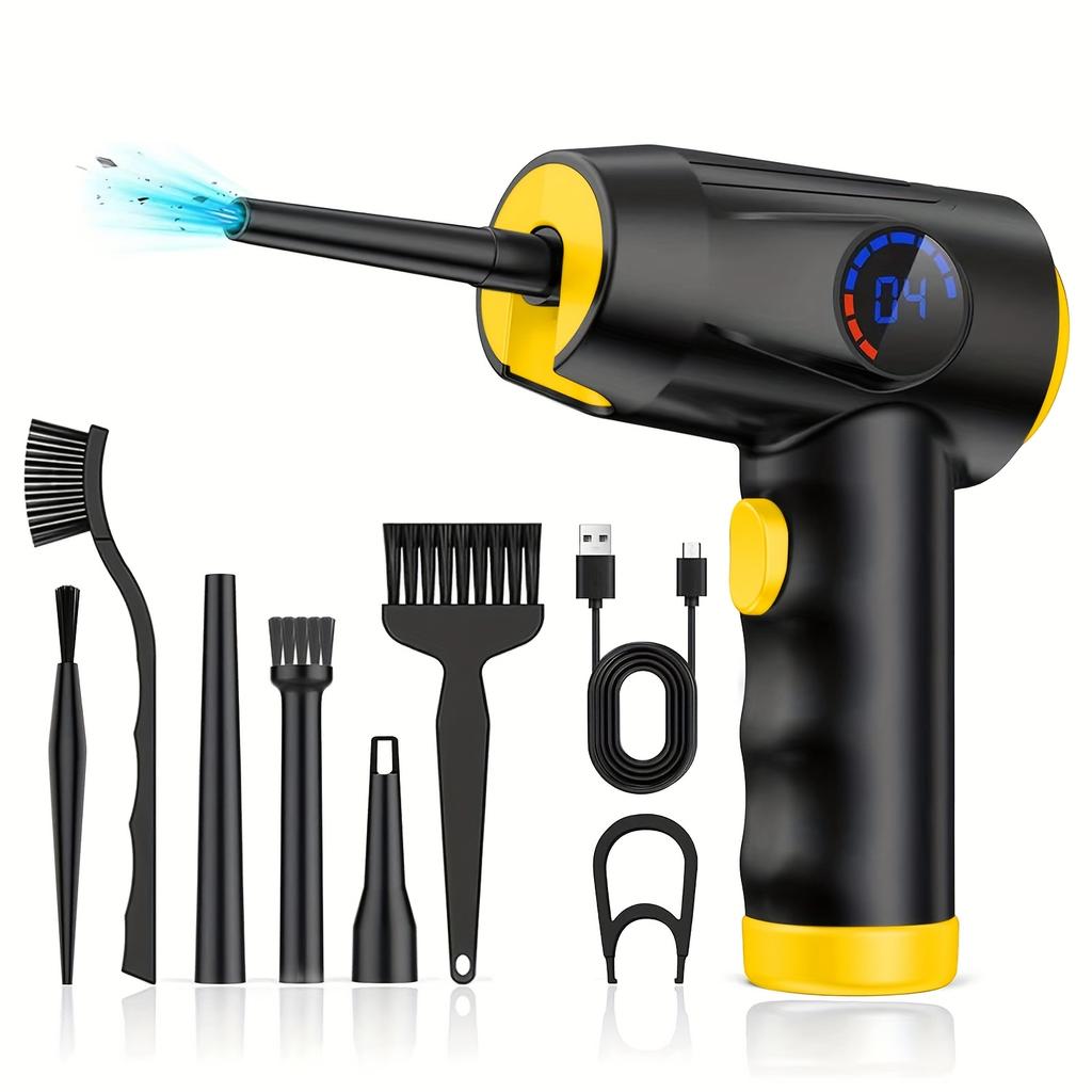 Electric Air Duster,51000 RPM 4 Speed Cordless Air Blower with LCD Display, Portable Built-in LED Light Air Dusters for Computers Keyboard Cleaner