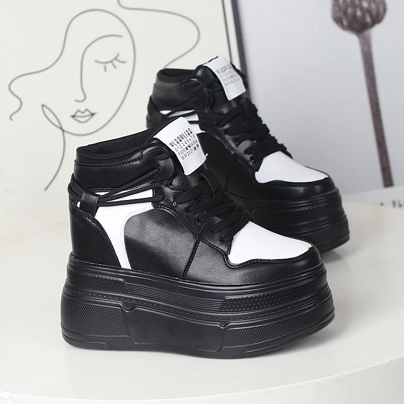 Fashion Fashion Sneakers White Chunky Platform Wedge Shoes 2025 Designers 12cm Height Increased Woman Sports Casual Shoe Tennis Female