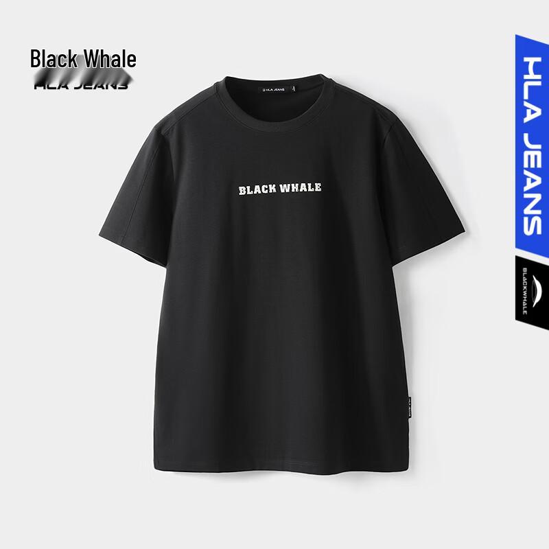 

HLA Black Whale Men s Letter Print Short Sleeve T-Shirt M
