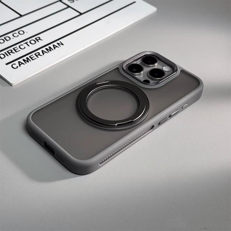 Matte Finish IPhone 17 Pro Max Case With 360 Rotating Magnetic Kickstand Metal-PC Hybrid Heat Dissipation Mesh Design