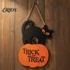 Festive Gift for Friends Halloween Wooden Door Sign, Black Cat And Pumpkin Plaque, Rustic Hanging Decoration Porch Farmhouse Wall Decor Holiday Party