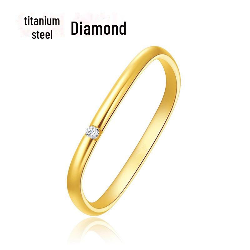 Gold Titan Quadrat Diamantring - Schlichter, trendiger Edelstahlschmuck für Paare