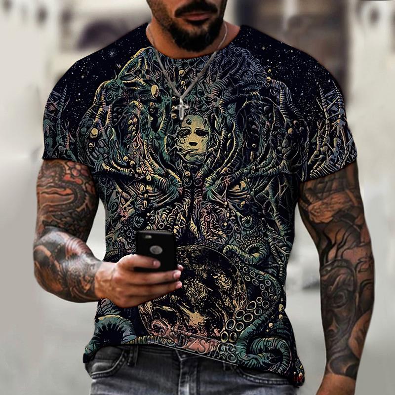 

2022 брендовая мужская рубашка с 3D-печатью God s Eye, Sky Mystery, уличная модная крутая футболка с круглым вырезом, удобный большой размер 5XL 6XL