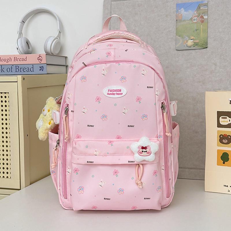 

Minimalist College Backpack With Floral Pattern And Padded Straps For Day Trips And Study розовый