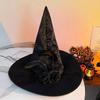 Black Lolita Witch Wizard Hat with Veil - Halloween Cosplay Accessory