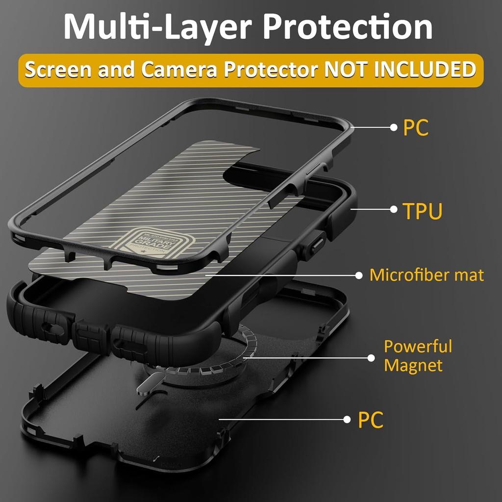 Custodia Resistente di Grado Militare Per iPhone 16 Pro Max 15 14 Plus Copertura Corazzata Antiurto Per Ricarica Magnetica MagSafe Protezione