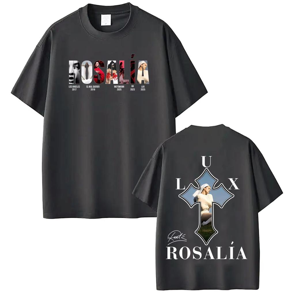 Sängerin Rosalia Lux 2026 Albumcover Tour Druck T-Shirts Hohe Qualität Baumwolle Oversized Lässig Sommer Unisex Und Unisex T-Shirt