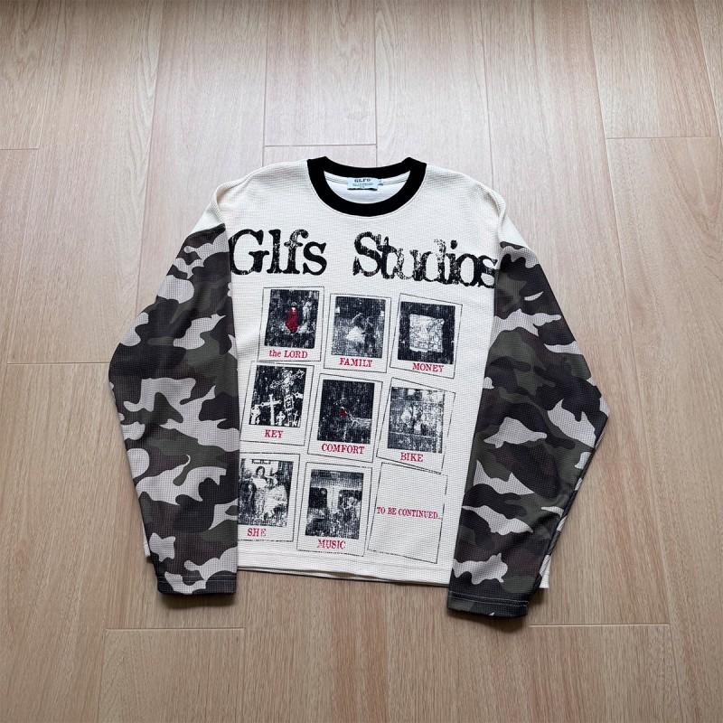 Magic Bear 2026 American Street Camo Long Sleeve Sweatshirt Teens Loose Fit Round Neck Waffle Fabric Casual Sport Top