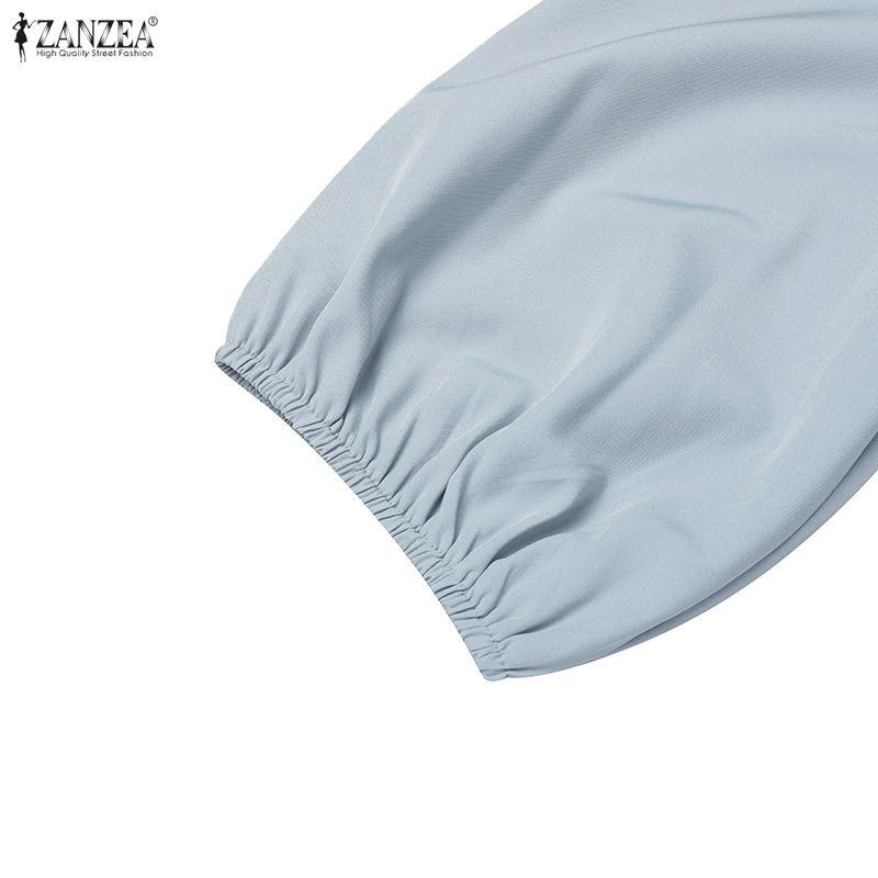 ZANZEA Women Casual Round Neck Summer 3/4 Sleeve Loose Dress