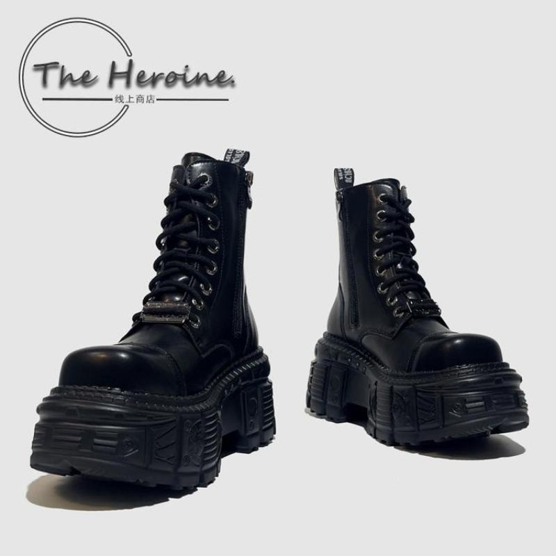 Vintage Punk Street Těžký průmysl Goth Metal Diablo Motorkářské boty Škrabka Platformové boty Krátké Jane boty Martin boots