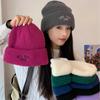 Fashionable Knitted Hat Autumn and Winter Style Thickened Warm Big Head Circumference Showing Face Small Wool Hat Pullover Ear Protection