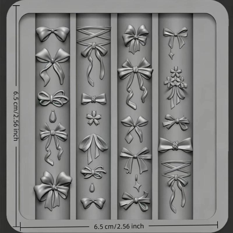 Silicone Flower Bowknot Ribbon Nail Art Mold 3D Carving Mold Manicure Tools Diy Nail Decorations Template For Nail Charms