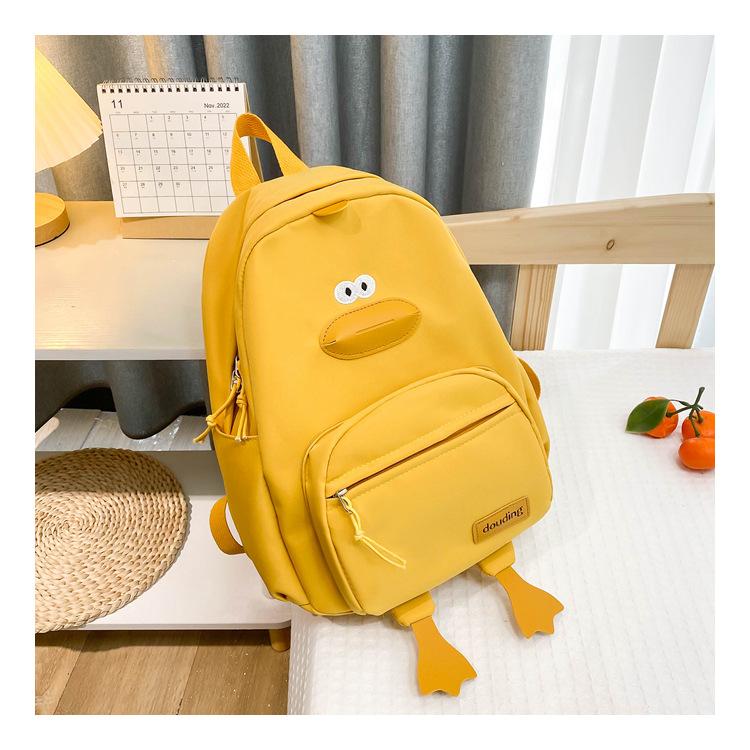 

Duckling Cute Backpack Cartoon Boys And Girls Zipper Bag Nylon Printed Versatile жовтий