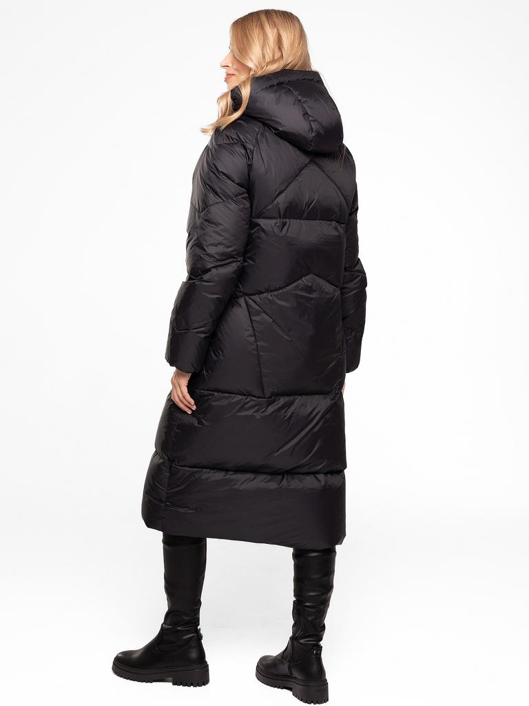 WOMEN' LONG DOWN JACKET WITH ZIPPER AND HOOD