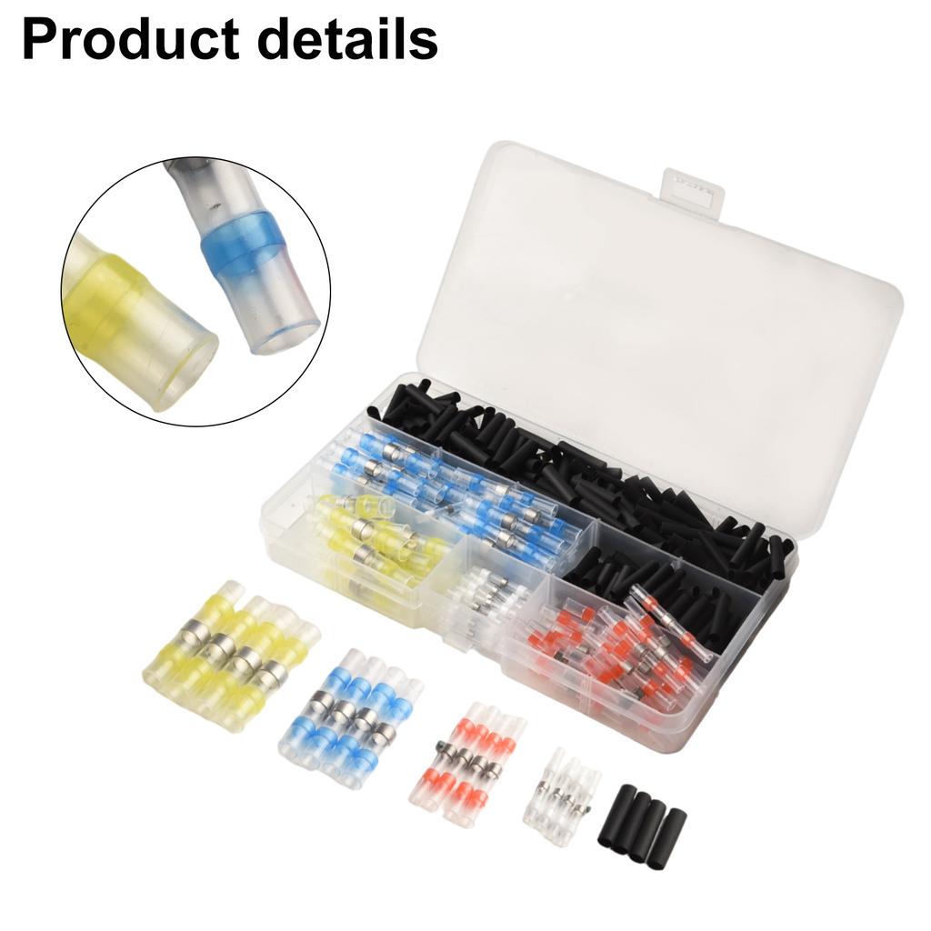 For Heat Shrink Solder Wire Connectors 300PCS Waterproof Seal Sleeve Butt Terminals for Automotive & Marine Use