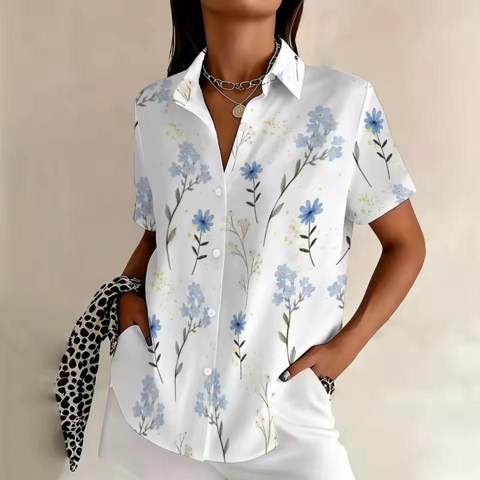 Plus Size Women's Printed Shirt, Summer Comfortable Regular Loose Fit, Commuting & Casual Versatile Shirt