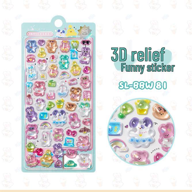 Popular 3D Animal Cartoon Crystal Stickers for Kids' Phone Cases