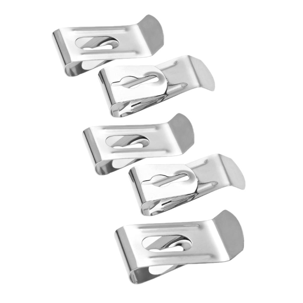 5Pcs Metal Spring Buckle Hook Belt Holster Sheath Clip with Hole Leather Case Wallet DIY Handbag Pouch Accessories Black/silver