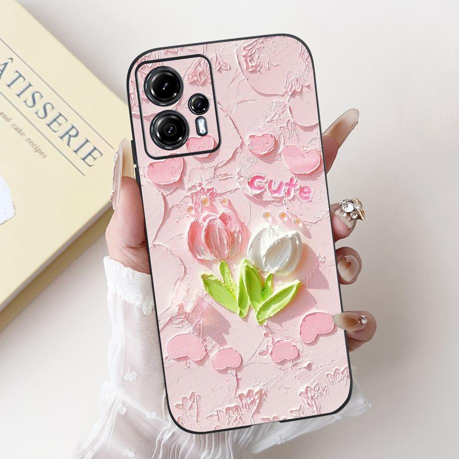 For Motorola Moto G13 G23 G53 G73 Phone Case MotoG13 G 23 Back Cover Soft Matte Silicone Slim Fundas Lovely Panda Rabbit Flower