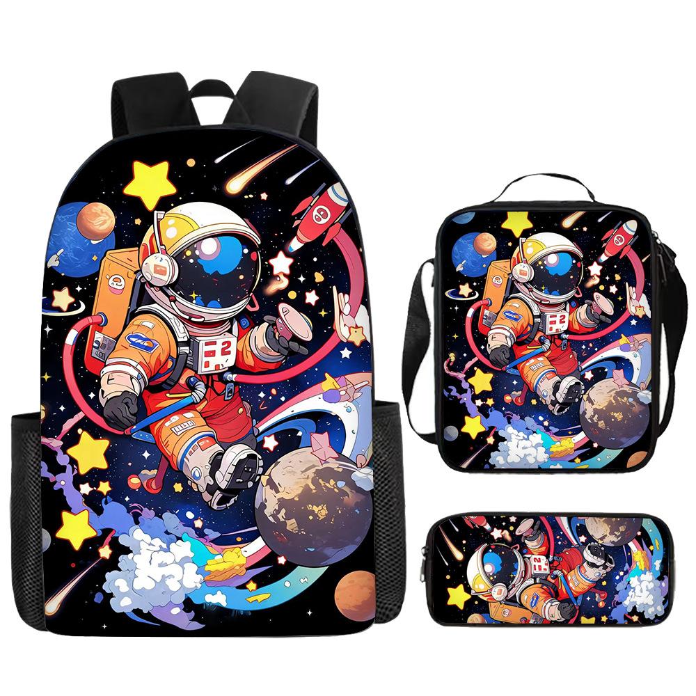 Astronauta Spaziale Anime Set da 3 Pezzi Zaino Studente Scuola Borsa a Spalla Bambino Carino Zaino da Viaggio Regalo di Compleanno per Bambini